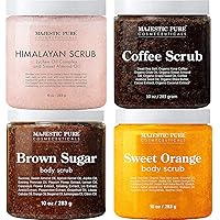 Majestic Pure Himalayan Scrub, Orange Scrub, Brown Sugar Scrub, and Coffee Scrub Bundle – Great Body Scrub Package