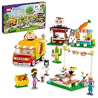 LEGO Friends Street Food Market 41701; New Food-Play Building Kit Promotes Imaginative Play; Includes Emma and Kitten Toy; Birthday Gift for Kids Aged 6+ (592 Pieces)