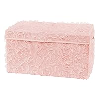 Pink Floral Rose Girl Small Fabric Toy Bin Storage Box Chest For Baby Nursery Kids Room - Solid Blush Flower Luxurious Elegant Princess Vintage Boho Shabby Chic Luxury Glam Roses