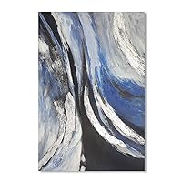 YPY Blue Abstract Canvas Wall Art: Sea Wave Hand Painted Textured Paintings Living Room Decor, Black Grey Modern Picture Print Artwork Huge Framed Poster Home Decoration 24 x 36