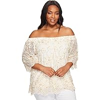 Karen Kane Women's Plus Size Off-The-Shoulder Embroidery Top