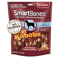 SmartBones Smart Kabobz, Treat Your Dog to a Rawhide-Free Chew Made With Real Chicken, Pork and Duck 18 Count (Pack of 1)