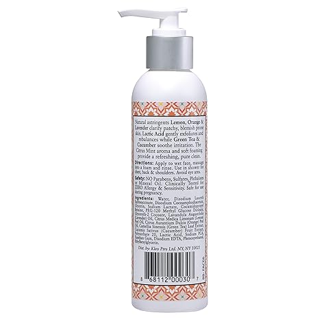 Body Boost Daily Clarifying Face wash, 6 oz Citrus Mint- Pregnancy Safe Cleanser for Hormonal Blemishes and Breakouts