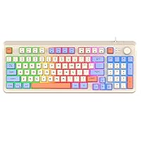 Gaming Keyboard Wired Mixed Rainbow Led Light Compact PC Slient Keyboard with Number Pad Dust-Proof Wired Gaming Keyboard 94 Keys for Computer/Laptop/Office/Gaming
