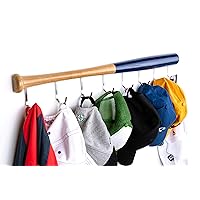 Coat Rack Wall Mount with 8 Hooks on Hardwood Baseball Bat. Fully Assembled, Fun Clothes Hanger. Unique Gift for Sports Fans. for Display on Door in Entryway, Bathroom, Kids Room