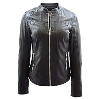 Womens Real Leather Classic Biker Style Jacket Tayla