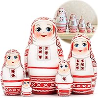AEVVV Matryoshka Nesting Dolls Set 5 pcs - Traditional Russian Doll in Belarusian National Clothes