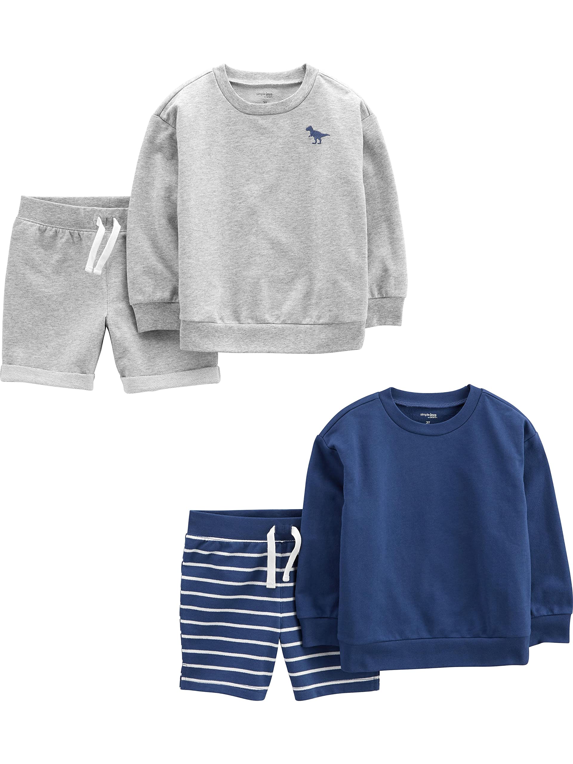 Simple Joys by Carter's Boys 4-piece French Terry Long-sleeve Shirts and Shorts Playwear Set