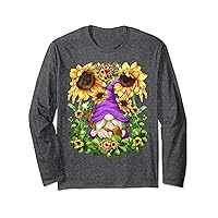 Mystic Gnome Witch In Purple Wizard Outfit For Sunflower Mom Long Sleeve T-Shirt