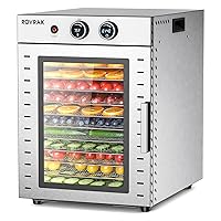 Food Dehydrator for Jerky, Fruit, Meat, Herbs, 12-Tray Stainless Steel Dehydrator Machine, Double-Layer Insulation, Adjustable Timer, Temperature Control, Overheat Protection (67 Recipes)