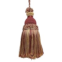 Decorative 5 inch Key Tassel, Burgundy Red, Gold Imperial II Collection Style# IKTJ Color: Burgundy Gold - 1253