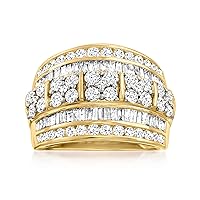 Ross-Simons 2.00 ct. t.w. Round and Baguette Diamond Multi-Row Ring in 14kt Yellow Gold