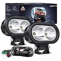 Nilight 2PCS 4Inch Motorcycle Led Pods 2100LM Built-in EMC Driving Light Super Spotlight Offroad Fog Light w/ 16AWG DT Wiring Kit for Motorbike SUV ATV Truck Boat Tractor Forklift, 5 Years Warranty