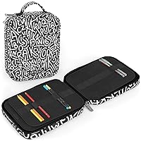 ARTEZA Pencil Case Organizer, 64 Elastic Slots, Black & White Pattern, Big Capacity, Holds Up to 205 Pencils, Art Supplies Suitable for Pens & Markers
