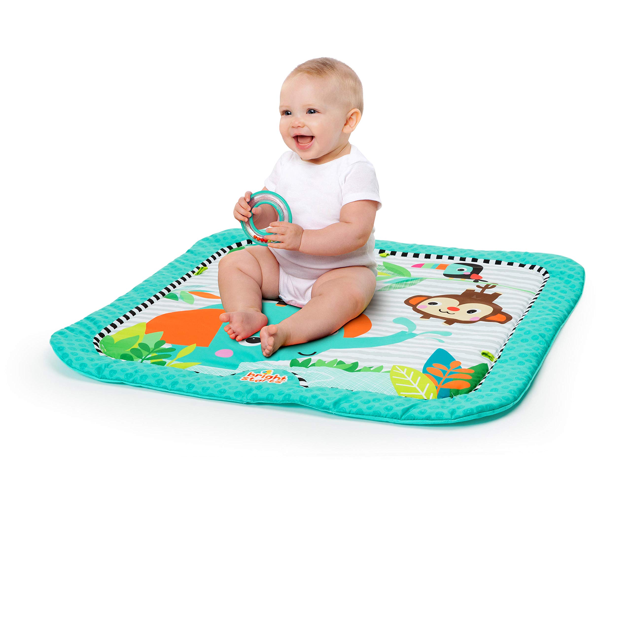 Bright Starts Zig Zag Safari Activity Gym and Play Mat with Take-Along Toys, Ages Newborn +