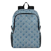 ALAZA Minimalistic Geometric Vintage Elegant Blue and Gray Lightweight Backpack for Daily Shopping Travel