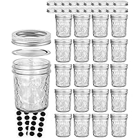 VERONES Mason Jars 6 OZ, 20 PACK 6oz Mason jars Canning Jars Jelly Jars With Lids, Ideal for Jam, Honey, Wedding Favors, Shower Favors, Extra 20 Lids