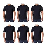Men's Crew Neck Tee 100% Combed Heavyweight Cotton T-Shirts (Pack of 6)