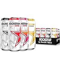 Rockstar Pure Zero Energy Drink,4 Flavor Pure Zero Variety Pack, 0 Sugar, with Caffeine and Taurine, 16oz Cans (12 Pack) (Packaging May Vary)