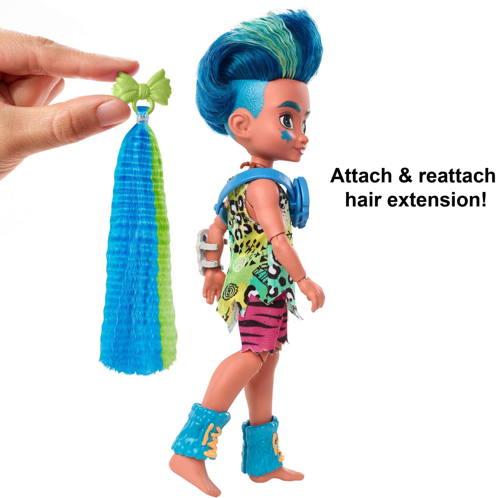 Cave Club Slate Doll (8 – 10-inch, Blue Hair) Poseable Prehistoric Fashion Doll with Dinosaur Pet and Accessories, Gift for 4 Year Olds and Up [Amazon Exclusive]