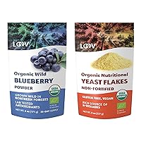 Bundle – 2 items: LOOV Organic Wild Blueberry Powder and Organic Non-Fortified Nutritional Yeast Flakes