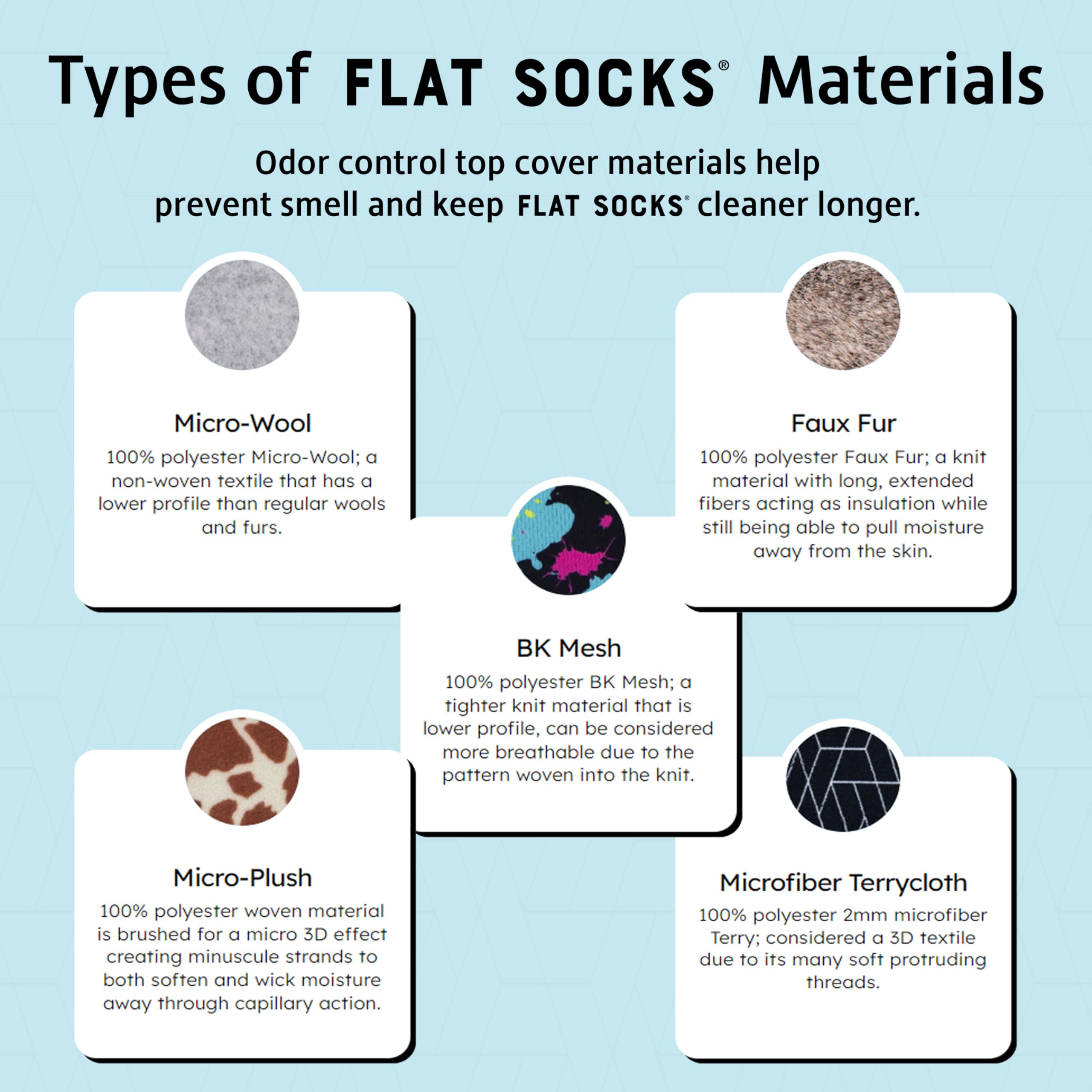 FLAT SOCKS No Show Socks, Sockless Shoe Liner, No Slipping, No Stinking, Washable Barefoot Shoe Insert, Multi-Colored Pattern