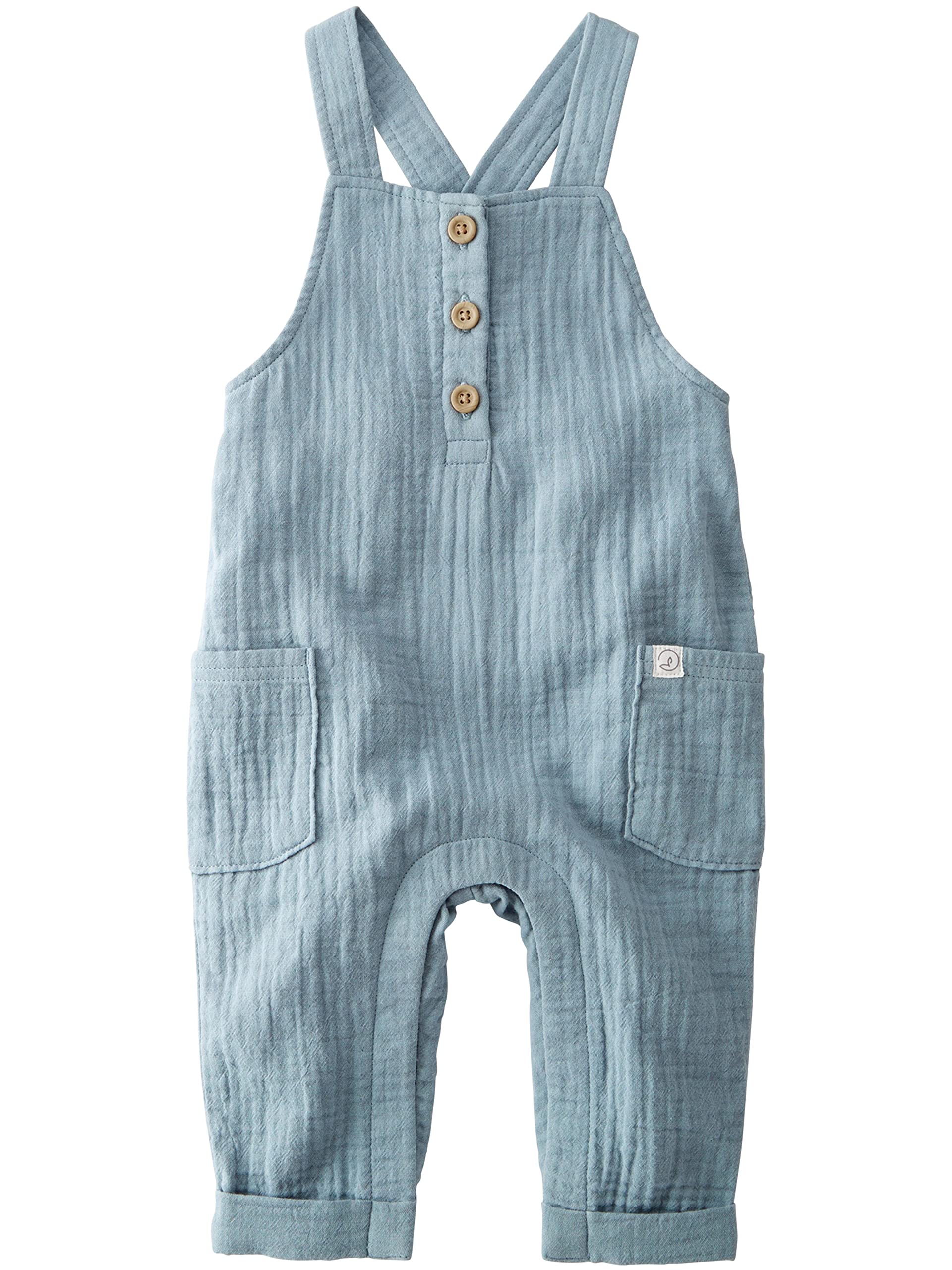 little planet by carter's Baby Girls Organic Cotton Gauze Overall Jumpsuit, Blue Creek, 6 Months US