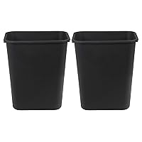 Amazon Basics Rectangular Commercial Office Wastebasket, 7 gallon (Pack of 2), Black (Previously AmazonCommercial brand)