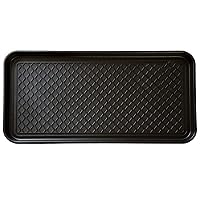 75-ST6012 All Weather Boot Tray-Water Resistant Plastic Utility Shoe Mat for Indoor and Outdoor Use in All Seasons (Black), Large