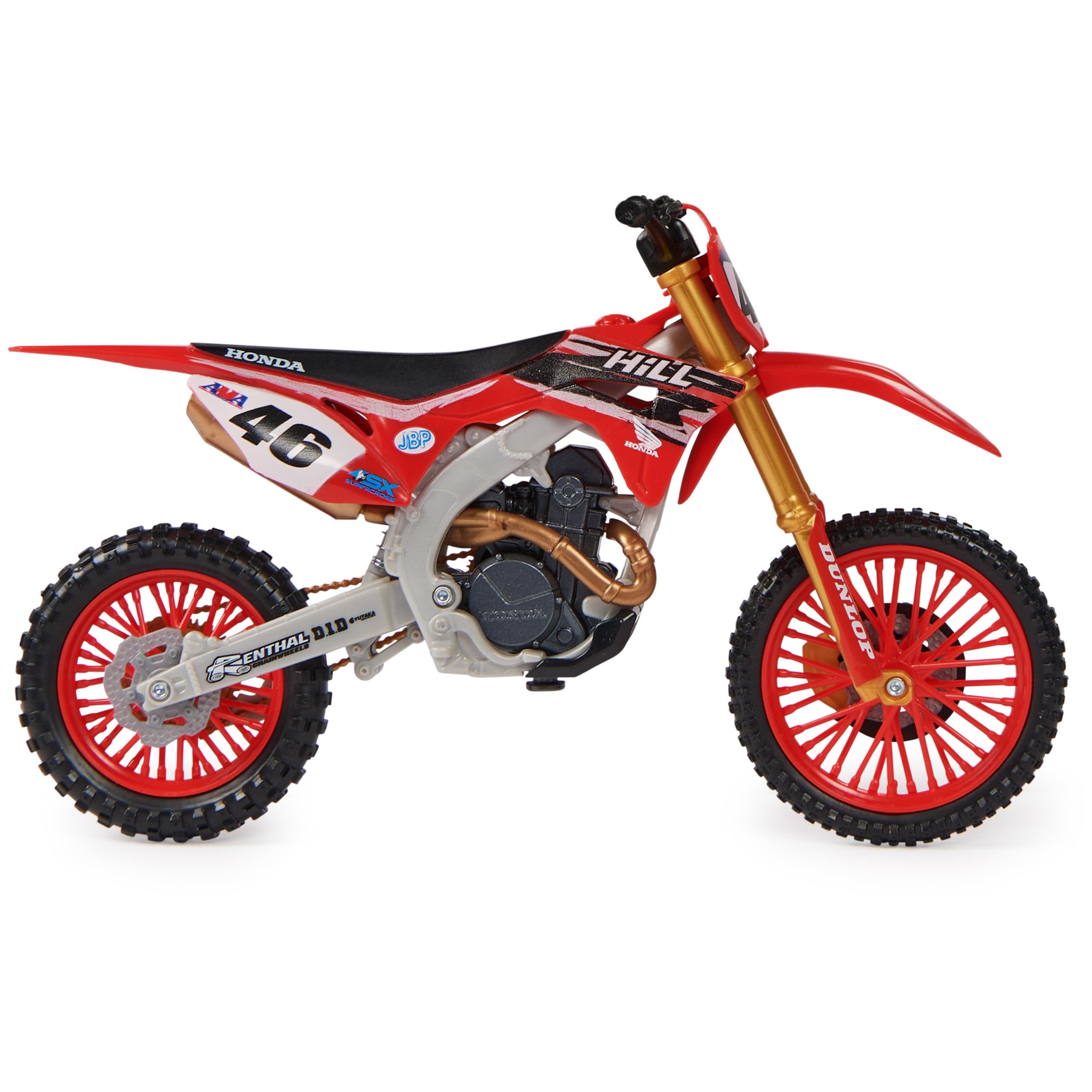 Supercross, Authentic Justin Hill 1:10 Scale Collector Die-Cast Toy Motorcycle Replica with Race Stand, for Collectors and Kids Age 5 and Up