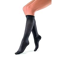 JOBST 120213 soSoft Compression Sock, Ribbed Pattern, 15-20mmHg, Knee High, Black, Small