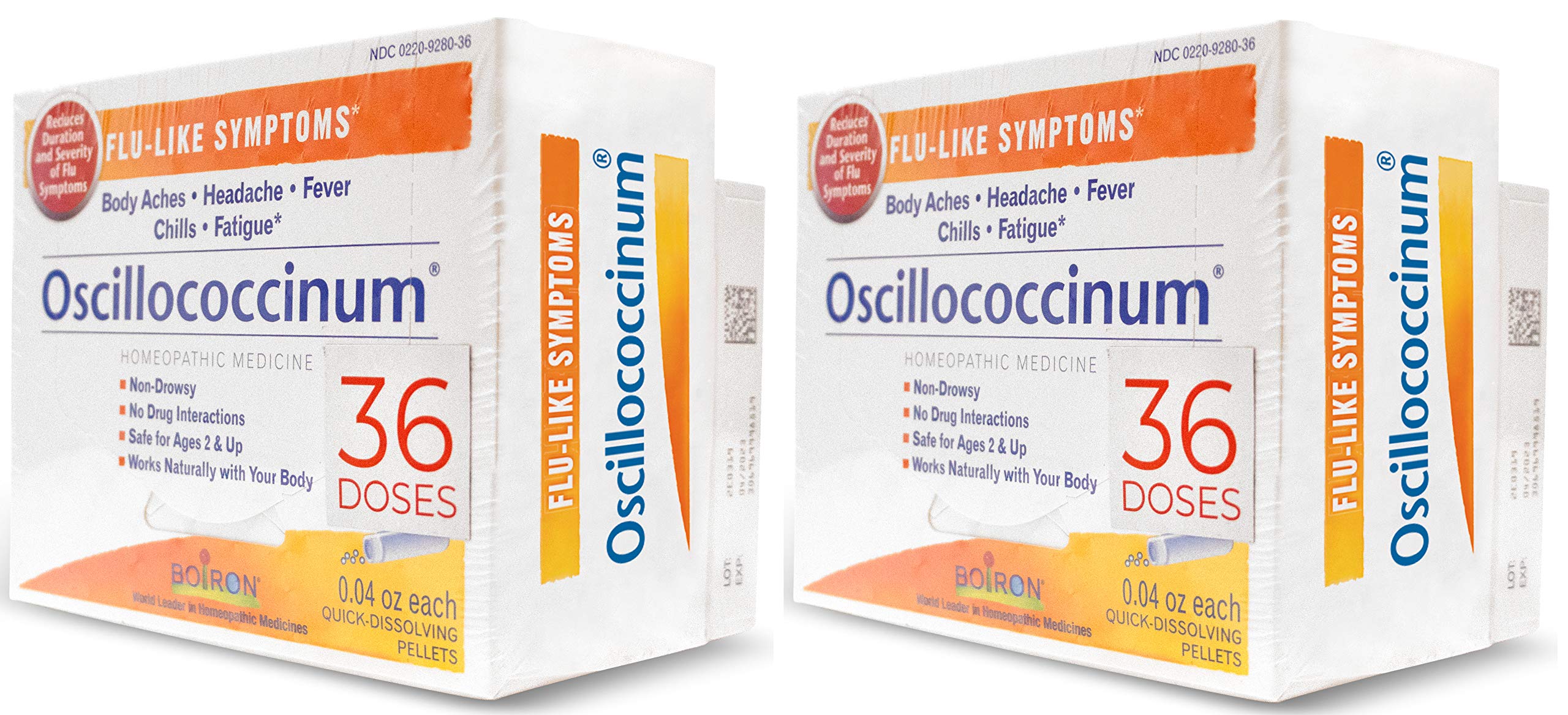 Boiron Oscillococcinum 72 Doses Homeopathic Medicine for Flu-Like Symptoms (2 Packs of 36)