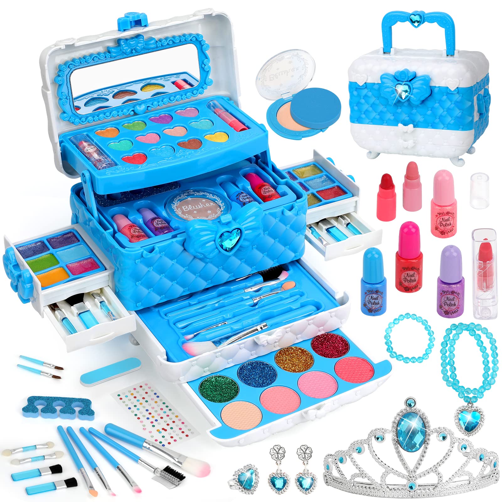 Kids Real Makeup Kit for Little Girls:with Blue Dream Bag - Real, Non  Toxic, Washable Make Up Dress Up Toy - Gift for Toddler Young Children  Pretend