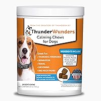 ThunderWunders Dog Calming Chews | Thiamine, L-Tryptophan, Melatonin and Ginger | Can Help Relieve Stress from Separation, Storms, Fireworks & Travel (180 Count)