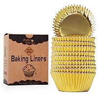 Non-stick 200-pack Gold Foil Cupcake Liners for baking, Standard Size Foil muffin liners Cupcake Wrappers, Greaseproof, Christmas Cupcake Liners for Christmas Decorations
