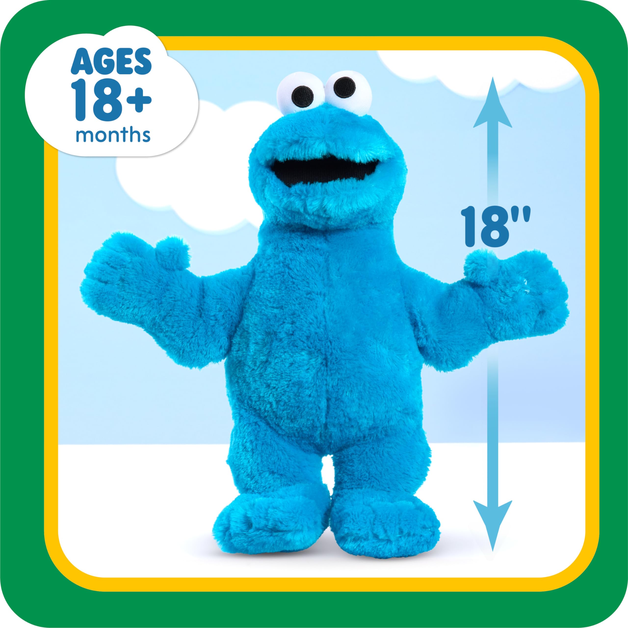 SESAME STREET Big Hugs 18-inch Large Plush Cookie Monster, Pretend Play, Kids Toys for Ages 3 Up by Just Play