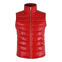 Women Padded Vest Puffer Bodywarmer Real Leather Sleeveless Quilted Waistcoat 5630