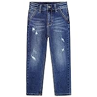 KIDSCOOL SPACE Boy Jeans,Little Kid Ripped Elastic Band Inside Slim Fit Denim Jeans Pants
