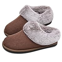 JOINFREE Womens Fuzzy Soft House Slippers Memory Foam Bedroom Shoes Flats Cozy Plush Faux Fur Indoor Outdoor Slide Slippers Durable Rubber Sole