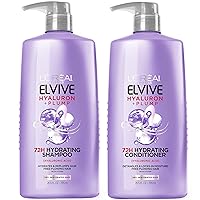 L'Oreal Paris Elvive Hyaluron Plump Shampoo and Conditioner Set for Dehydrated, Dry Hair with Hyaluronic Acid Care Complex, 1 Kit (2 Products)