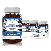 Lunakai Sambucus Elderberry Gummies with Zinc & Vitamin C for Adults & Kids - 100mg Black Elderberry Immune Support Supplement - Vegan, Non-GMO, No Corn Syrup, Elderberry Vitamins -6 Pack