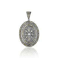 21 cts 925 Sterling Silver Pave Setting Natural Diamond Pendant, Diamond Pendant, Oval Shape Diamond Pendant, Pave Diamond Pendant Jewelry