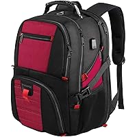 YOREPEK Travel Backpack, Extra Large 50L Laptop Backpacks for Men Women, Water Resistant College Backpack Airline Approved Business Work Bag with USB Charging Port Fits 17 Inch Computer, Bright Red