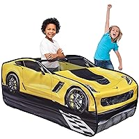 Chevy Corvette Pop Up Tent,Large Foldable Race Car Play Tent for Kids, Birthday Gift Boy, Yellow, 3+