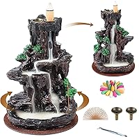 Incense Burner, Backflow Incense Holder 2 Sides Waterfall Incense Burnier with 120 Backflow Incense Cones, 30 Incense Sticks, Aromatcherapy Ornamen for Home