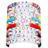 12pcs Friendship Bracelets Gifts, Bracelets Set, Smile Face Colored Characters Multilayer Singer Music Album Inspired Bracelets for Women Girls, Tour Jewelry