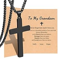 PINKDODO Cross Necklace for Men, Valentines Day Birthday Christmas Gifts for Son Grandson Nephew Brother Boyfriend Mens