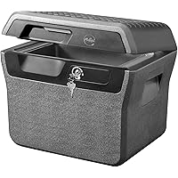 Fireproof and Waterproof Safe Box with Key Lock, File Safe with Carrying Handle for Documents, 0.66 Cubic Feet, 14.1 x 16.6 x 13.8 Inches