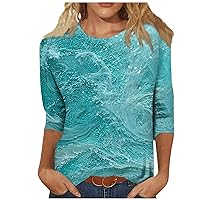 Womens Summer Tops 2024 Trendy 3/4 Sleeve T-Shirts Quarter Length Sleeve Basic Tops Loose Fit Casual Blouses