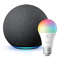 Echo (4th Gen)| Charcoal with Sengled Smart Color Bulb